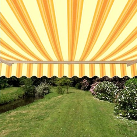 Tepee Supplies Retractable Motorized 20 x 10 Feet Home Patio Canopy Awning Sunshade Multi Stripes Yellow TE2750771